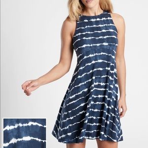Athleta Santorini Thera Printed Dress Tie Dye Navy